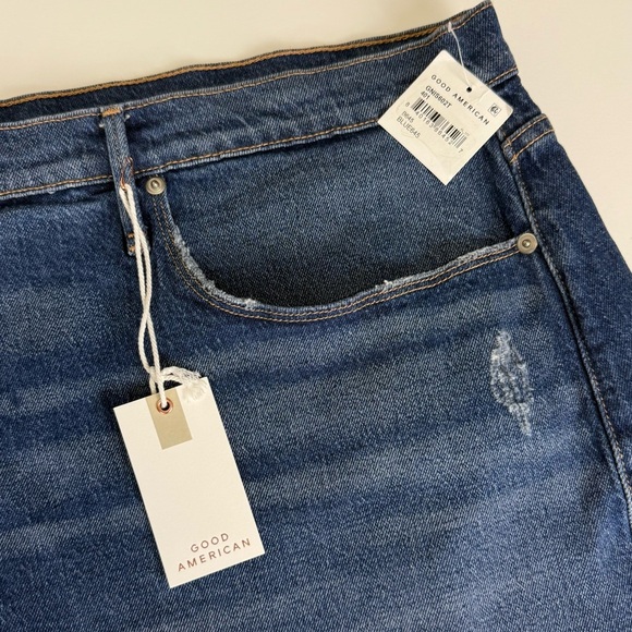 Good American Jean Shorts Good 90s Distressed Frayed Womens 24 Plus Blue NWT - Picture 4 of 11